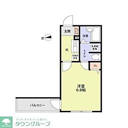 イニッツィオ永田南 1Kの間取図画像