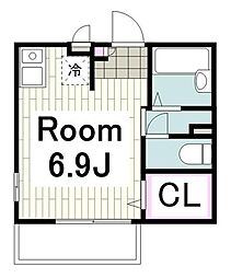 ヴィラ・フィオーレ1 ワンルームの間取図画像