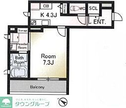 シャーメゾンゆめが丘壱番舘 1Kの間取図画像