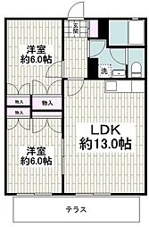 セレッソ中田A棟 2LDKの間取図画像