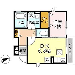 リラ大船 1DKの間取図画像