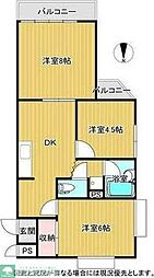 ヒヨシハイツ 3DKの間取図画像