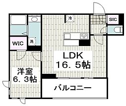 カーサルボートン 1LDKの間取図画像