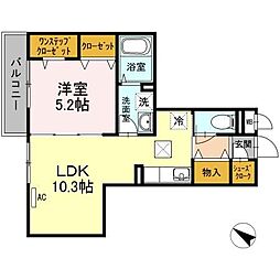コート港南中央 1LDKの間取図画像