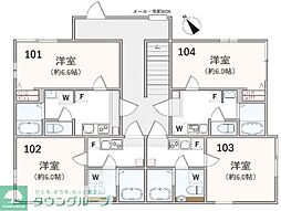 アザーレ・キュリオス上大岡 1Kの間取図画像