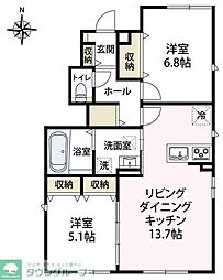 ボヌール別所 2LDKの間取図画像