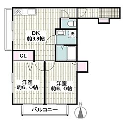 パインツリー港南台 2LDKの間取図画像