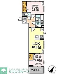 横浜市保土ケ谷区上菅田町アパート 2LDKの間取図画像