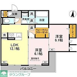JR京浜東北・根岸線 蕨駅 徒歩10分の賃貸アパート 1階2LDKの間取り