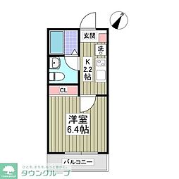JR武蔵野線 東川口駅 徒歩16分の賃貸アパート 2階1Kの間取り