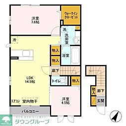 プリムヴィラ 2LDKの間取図画像