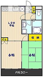 グローガーデン2 2DKの間取図画像