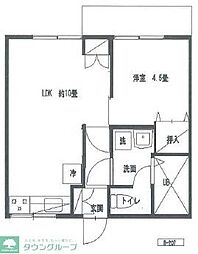 グランドール馬場B棟 1LDKの間取図画像