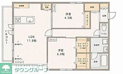 LeLien浦和領家 2LDKの間取図画像