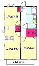 グランディール 2LDKの間取図画像