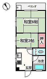 JR中央線 立川駅 徒歩18分の賃貸マンション 4階2Kの間取り