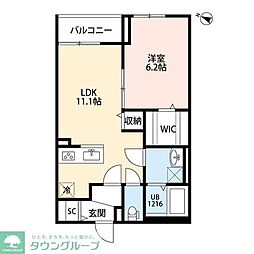 JR横浜線 片倉駅 徒歩8分の賃貸アパート 2階1LDKの間取り