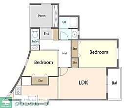 西武多摩湖線 国分寺駅 徒歩11分の賃貸マンション 1階2LDKの間取り