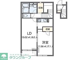 多摩都市モノレール 上北台駅 徒歩5分の賃貸アパート 2階1LDKの間取り