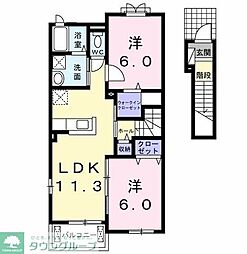 サンリット　ＭＳ 2階2LDKの間取り