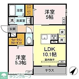 Asset-Court曙町 1階2LDKの間取り
