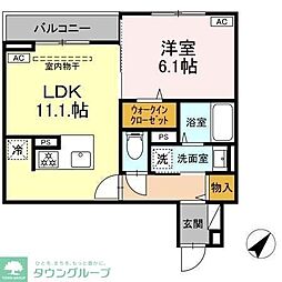 Asset-Court曙町 2階1LDKの間取り
