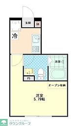 ブルーム立川 2階1Kの間取り