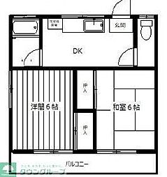 中川荘 2階2DKの間取り
