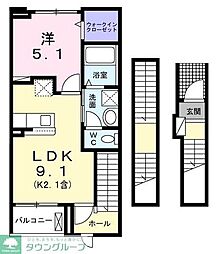 ブリュームI 1LDKの間取図画像