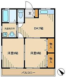 第3藤ハイム 2DKの間取図画像