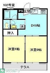 木の実ハイツ 2DKの間取図画像