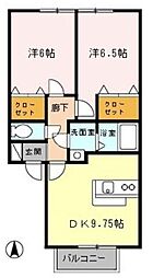 メゾンアプリコット 2LDKの間取図画像