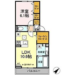 トリアテュラー 1LDKの間取図画像