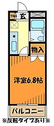 グラドゥアーレ2 1Kの間取図画像