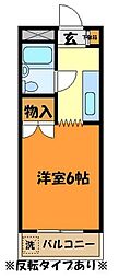グランドール大南B棟 1Kの間取図画像