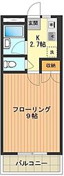 第3ハピネス 1Kの間取図画像