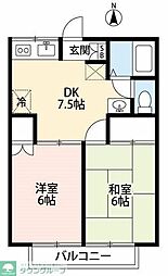 エコーハイツ 2DKの間取図画像