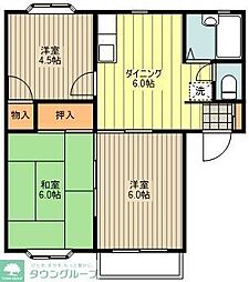 メゾンドエスA 2DKの間取図画像