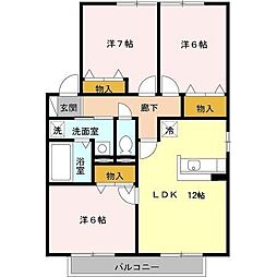 ブルースカイC 3LDKの間取図画像