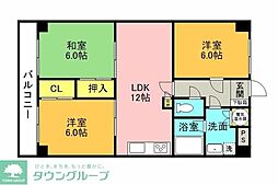 サンライズ中神 3LDKの間取図画像