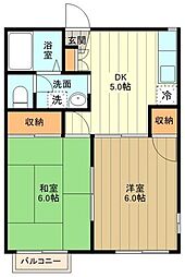 第2エステート吉武 2DKの間取図画像