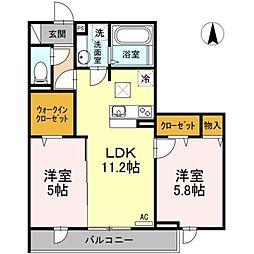 ゼファーコート2 2LDKの間取図画像