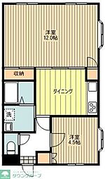 レジデンス富士 2DKの間取図画像