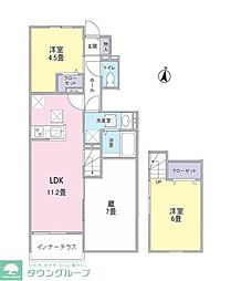 La Tiara  Fussa 2LDKの間取図画像