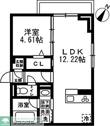 (仮)国立市谷保4丁目PJ 新築共同住宅A棟 1LDKの間取図画像