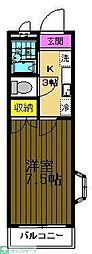 クールドゥソレーユ福生 1Kの間取図画像