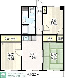 ルミエール神田 3DKの間取図画像