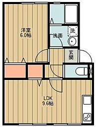 上砂グリーンハイツ 1LDKの間取図画像