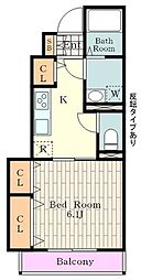 AmourSora 1Kの間取図画像