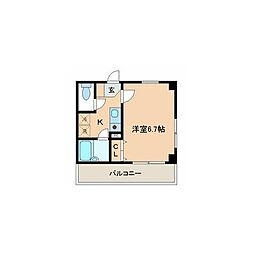 アンビロンＭ 2階1Kの間取り